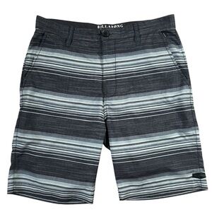 Billabong Men's Black and Gray Striped Hybrid Shorts Sz.32